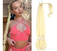 Extension de Coleta Extensiones de cabello falso con lazo, extensión de cabello de cola de caballo trenzada sintética larga for mujeres, cola de caballo postizo con cabello Extensión de Cola de Caball