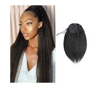 Extension de Coleta Extensiones de cabello humano con cola de caballo con cordón de 10-30 pulgadas, pinza de pelo Remy brasileño en postizos de cola de caballo recta rizada for mujer, recta rizada Ext