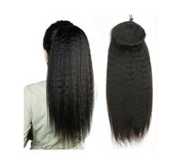 Extension de Coleta Extensiones de cabello humano con cola de caballo con cordón recto afro rizado de 14-26 pulgadas con clip en extensiones de cola de caballo rectas y rizadas for mujeres Extensión d