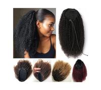 Extension de Coleta Extensiones de cola de caballo de cabello humano con cordón, cola de caballo rizada y esponjosa, pinza de pelo brasileño Remy en postizo de cola de caballo rizado afro Extensión de