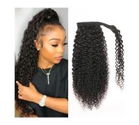 Extension de Coleta Extensiones de cola de caballo de cabello humano Kinky Curly Wrap Around Ponytail Color natural Clip de cabello brasileño Remy en postizo de cola de caballo rizado for mujeres negr