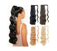 Extension de Coleta Extensiones de cola de caballo onduladas for mujer, cola de caballo envolvente de 24 pulgadas, Clip en onda, pieza de cabello sintético resistente al calor for mujer Extensión de C