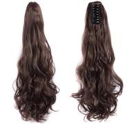 Extension de Coleta Extensiones de cola de caballo onduladas largas Clip de garra en postizos de cola de caballo rizados ondulados Extensión de cabello de cola de caballo con clip de garra sintética d