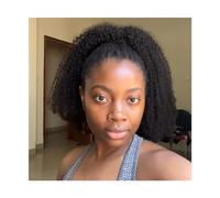 Extension de Coleta Extensiones de cola de caballo rizadas afro con cordón for mujeres negras, cabello humano de 12 a 26 pulgadas, postizo con clip en extensiones de cabello afro remy Extensión de Col
