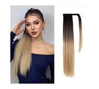 Extension de Coleta Extensiones sintéticas resistentes al calor de 26 pulgadas Peluca envolvente Clip en postizos de cola de caballo sintéticos for mujeres Niñas Extensión de cola de caballo recta lar