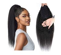 Extension de Coleta Extensiones Yaki Straight Cabello humano Afro Kinky Straight Cordón Cola de caballo Clip de cabello humano en Remy Extensión de cabello Cabello humano Cola de caballo Postizo Exten