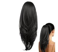 Extensión de coleta Falsa Peluca Multicapa con Cordón y Clip | Postizo Voluminoso de Coleta Para Mujeres Niñas Cosplay Diario Citas Trayecto Reuniones y Actuaciones