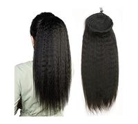 Extension de Coleta Kinky Straight Real Human Hair Ponytail Extension for mujeres negras Natural Black 12-26 "Afro Puff Clip en Drawstring Pony Tail Extensiones de cabello Piezas Extensión de Cola de