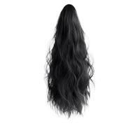 Extension de Coleta Peluca de cola de caballo con garra rizada ondulada de síntesis Natural, coleta femenina con extensión de cola de caballo ondulada en agua Extensión de Cola de Caballo(Negro)