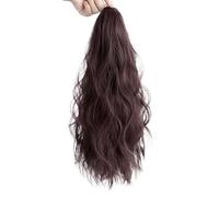 Extension de Coleta Peluca de cola de caballo con garra rizada ondulada de síntesis Natural, coleta femenina con extensión de cola de caballo ondulada en agua Extensión de Cola de Caballo(Bruin)