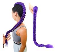 Extensión de coleta pre-trenzada Rumi Braids de 66 cm (26 pulgadas), color morado, cabello sintético for trenzas africanas con clip fácil de usar, ideal for cosplay y Halloween.