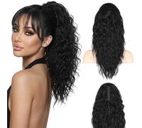 Extensión de Coleta Rizada con Pinza 45 cm, Postizo Cola de Caballo Ondulada y Rizada, Extensiones de Cabello Sintético Clip en Coleta para Mujer