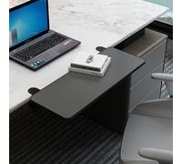 Extensión de escritorio de madera negra con abrazadera en C, bandeja retráctil para teclado de 65 cm, brazo de soporte de escritorio para computadora, perfecto para configuración de oficina en casa