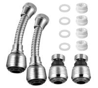 Extensión de Grifo,4 PCS Alargador Aireador de Grifo para Cocina Adaptador Extensor Flexible 360° con Múltiples Tipos de Chorro Manguera Extraíble para Fregadero y Lavabo