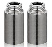 Extensión de grifo de acero inoxidable (2 unidades, 3/4 pulgadas x 100 mm, 3/4 pulgadas IG x 3/4 AG, DN20, extensión de grifo de 100 mm, conexión para instalación de calefacción y agua potable)
