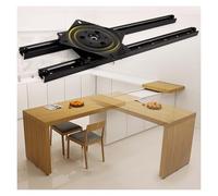 Extensión de mesa retráctil, riel extensor de mesa deslizante resistente con tocadiscos/rueda para mesas de comedor/sofá