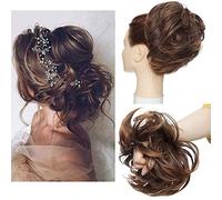 Extensión de moño desordenado con banda de goma elástica, extensiones sintéticas para mujer, color negro oscuro