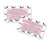 Extensión de pestañas poscuidado instrucciones tarjetas de visita | Paquete de 50 | Lash Boss diseño rosa doble cara Tamaño 3.5 x 2 pulgadas después de cuidado