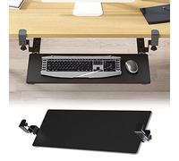 Extensión de teclado para debajo del escritorio, cajón deslizante ajustable de 52/65/75 x 25 cm con bandeja de teclado extraíble ergonómica suave Ra, diseño de abrazadera que ahorra espacio, reduce la