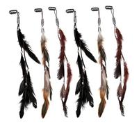 Extensión del cabello, 6 piezas de plumas para el cabello en, extensiones de plumas con cuentas trenzadas para mujeres disfraz de cosplay verano