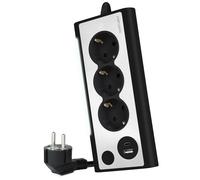 Extensión Eléctrica 3 Tomas c/ 2x USB + LED - NANOCABLE