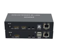 Extensión KVM 4K HDTV 120m compatible con HDMI USB-A teclado para ratón AUX de 3,5 mm de aleación de aluminio a CAT6 RJ45 LAN Ethernet Extender (120 m)