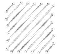 Extensión para collar, 12 unidades de 3 cm, 5 cm, 7,5 cm, 10 cm, 13 cm, 15 cm de extensión para pulseras, collares y pulseras, pulseras de plata, pulseras doradas, material de acero inoxidable (12