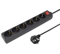 Extensión Séxtuple con Interruptor (3 mts) - Negro