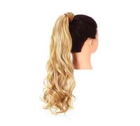 Extensión sintética de pelo largo ondulado natural de cola de caballo para mujeres Peluca envolvente con cola de caballo resistente al calor para el uso diario (Golden Blonde)