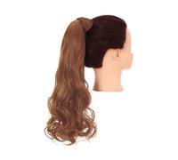 Extensión sintética de pelo largo ondulado natural de la cola de caballo para las mujeres, peluca envolvente con cola de caballo resistente al calor para el uso diario (Light Golden Brown)