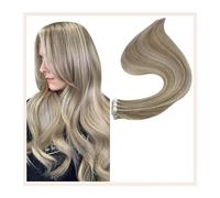 Extensiones Adhesivas Cabello Cinta de extensiones de cabello en cabello humano, marrón claro resaltado rubio medio, cabello Remy cabello liso Natural cabello liso Remy Extensiones Adhesivas Pelo (Co