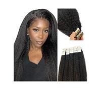 Extensiones Adhesivas Cabello Cinta recta rizada en extensiones de cabello humano Trama de piel negra natural Cinta de cabello Remy invisible en extensiones de cabello 50 g 20 piezas/paquete for muj