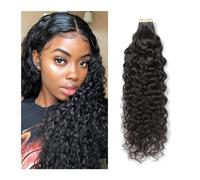Extensiones Adhesivas Cabello Cinta rizada profunda en extensiones de cabello Cabello humano Jerry rizado Natural Negro Cinta invisible de doble cara for mujeres negras Extensiones de cabello humano r