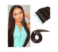 Extensiones Adhesivas Cabello Extensiones de cabello con cinta adhesiva 16-26 pulgadas Extensiones con cinta de cabello humano real # 2 Marrón oscuro 20 piezas Cinta invisible sedosa y recta en extens
