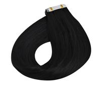 Extensiones Adhesivas Cabello Extensiones de cabello con cinta adhesiva Cabello humano Extensiones de cabello Remy negro #1 Extensiones de cabello negro azabache Real Remy Recto Sin costuras Trama de