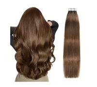 Extensiones Adhesivas Cabello Extensiones de cabello con cinta adhesiva Cabello humano Remy liso y sedoso Extensiones de cabello con trama de piel sin costuras # 4 Marrón chocolate Cabello grueso de 1