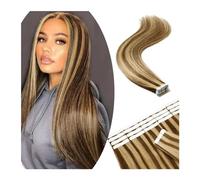 Extensiones Adhesivas Cabello Extensiones de cabello con cinta adhesiva de cabello humano de 35,5 a 26.0 in, resaltado marrón recto, cinta en extensiones de cabello humano, pegamento adhesivo en trama