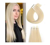 Extensiones Adhesivas Cabello Extensiones de cabello con cinta adhesiva Rubio natural Cabello humano real Recto Invisible Sin costuras #613 Trama de piel rubia blanqueada Cinta en el cabello 16-26 pul