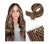 Extensiones Adhesivas Cabello Extensiones de cabello con cinta Cabello humano Mechas marrón oscuro con cinta rubia Extensiones de cabello humano Cinta con reflejos marrones Extensiones con cinta de ca