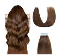 Extensiones Adhesivas Cabello Extensiones de cabello con cinta Cabello humano real Marrón chocolate Cabello humano Remy Recto Sin costuras Trama de piel Cinta en extensiones de cabello humano Extremo