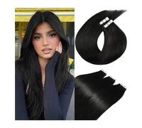 Extensiones Adhesivas Cabello Extensiones de cabello con cinta en extensiones de cabello virgen negro de 40,6 a 26.0 in, cinta inyectada en extensiones, color 1, negro azabache, trama de piel sin cost