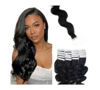 Extensiones Adhesivas Cabello Extensiones de cabello con cinta ondulada for el cuerpo, cabello humano for mujeres negras, cabello humano de 16-26 pulgadas, cinta de PU sin costuras de doble cara en ex