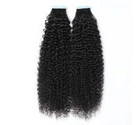 Extensiones Adhesivas Cabello Extensiones de cabello humano con cinta rizada, extensiones de cabello Remy # 1B, extensiones de cabello humano rizado con ondas reales, color negro natural Extensiones A