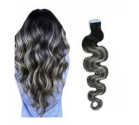 Extensiones Adhesivas Cabello Extensiones de cabello humano Remy Extensiones de cabello con cinta gris resaltada negra natural Extensiones de trama de cabello Balayage liso y sedoso de 12 a 26 pulgada