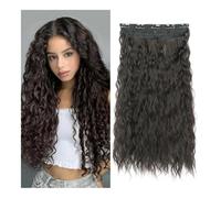 Extensiones adhesivas Peluca Mujer Estilo De Cinco Cartas Maíz Cabello Largo Y Rizado Caliente Ramita De Cabello Ondulado De Cinco Cartas Extensiones de cabello(Tan,22inch)