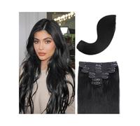 Extensiones Clip Extensiones de cabello con clip, cabello humano real, Remy, doble trama, n.° 1B, negro natural. Extensiones de Clip de Pelo(20inches,120gSet)