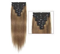 Extensiones Clip Extensiones de cabello humano liso con clip, 8 unidades, 10A, cabello virgen brasileño, 16-26 pulgadas Extensiones de Clip de Pelo(8,20INCHES_120GSET)