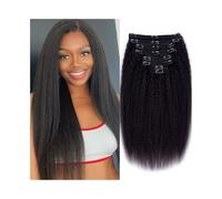 Extensiones Clip Extensiones de cabello humano liso y rizado con clips, color natural, 8 unidades por juego, for cabeza completa for mujer Extensiones de Clip de Pelo(18inches,120g)