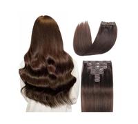 Extensiones Clip Extensiones de cabello humano real castaño oscuro, 120 g, invisibles, extraíbles, 8 piezas por juego Extensiones de Clip de Pelo(22inches)