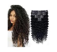 Extensiones Clip Extensiones de cabello humano Remy brasileño con clip, 8 unidades, ondas profundas y rizadas Extensiones de Clip de Pelo(22inches,120g)